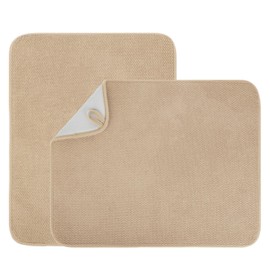 VESHE 2 Pack Microfiber Dish Drying Mat for Kitchen Counter,Ultra Absorbent Dish Drainer Mat ,Dish Drying Pad , Dish Rack Mat 20×15 Inch (Beige)