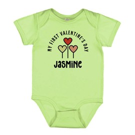 TATY Kids My First Valentine's Day Jasmine Baby Infant One Piece Bodysuit 6 Months Key Lime Green