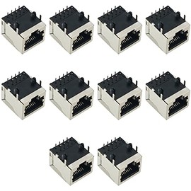 Conector de PCB RJ45 10 piezas RJ45 blindado 8P8C 90 grados Conector modular de red para PCB, CAT5/5e/6 LAN de computadora Conector hembra 8P8C
