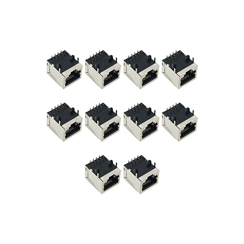 Conector de PCB RJ45 10 piezas RJ45 blindado 8P8C 90