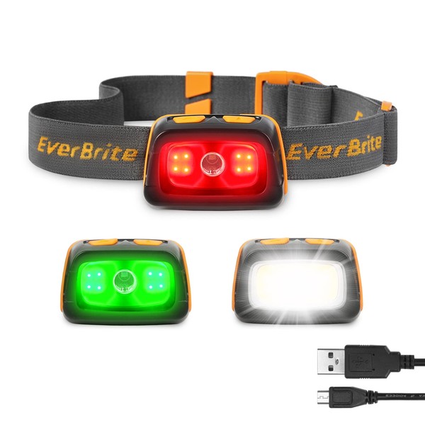 EverBrite Rechargeable Headlamp, LED Head Lamp with Red, Green Light