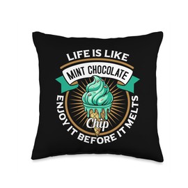 Mint Ice Cream Scoop Italian Dessert Lover Mint Ice Cream Throw Pillow