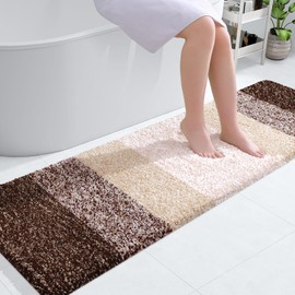 OLANLY OLANLY Bathroom Runner Rugs 59x17, Extra Soft Absorbent Microfiber Bath Rugs, Rubber Backing, Quick Dry, Machine Washable Bath Mats for Bathroom Floor, Tub and Shower, Home Decor Accessories, Brown