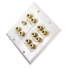 5.1 Speaker Cable Wall Plate 2-Gang for 5 Surround Sound Speakers & Subwoofer