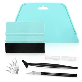 WRAPXPERT Wallpaper Smoothing Tool Kit for Applying Peel and Stick Contact Paper Vinyl Film, Includes Oversize Smoothing Squeegee, Felt Scraper, Edge Trimming Stick Tool, Craft Knife & Blades