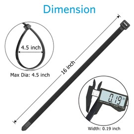 PALOKA Zip Ties 16 inch(100 Pack), 60 lb, Black Cable Ties, UV Resistant Wire Ties for Indoor and Outdoor Use, Paloka