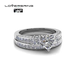 TWO RINGS Wedding Ring Sets His And Hers Promise Ring Couples Bridal Sets Women 925 Sterling Silver square Cz Man Stainless Steel Brushed Finished Wedding Bands, women's size 7 & men's size 8, Paper,