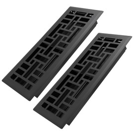 Howeall 4x12 Inches 2 Pack Heavy Duty Walkable Floor Register Easy Adjust Air Supply Lever Floor Vents - Seattle Design - Vent Cover for Home Floor - Matte Black