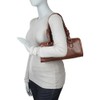 Amerileather Cowhide Belt Stitched Leather Satchel Off-white