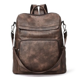 Botimmy Womens Backpack Purse Leather Anti-theft Convertible Shoulder Bags Ladies Large Fashion Designer Travel Bag Two Toned Coffee