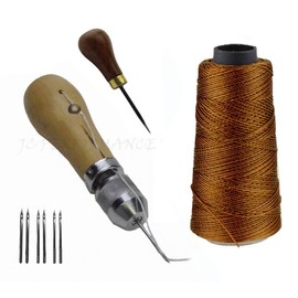 JC Performance Leather Sewing Awl Quick Stitch Repair Tool Set Heavy Duty Thread (with Awl, Light Brown)