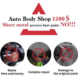 Car Dent Puller Kit, Dent Remover Tool for Car Dent Repair with High Adhesive Puller Tabs, Hot Glue Gun & Sticks, Slide Hammer T-Bar, Air Wedge, PDR Tools for Paintless Dent Removal at Home Garage