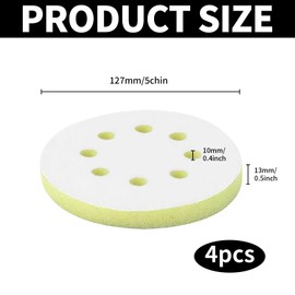 Aiyraa 4 PCS Polishing Pads 125mm for Orbital Sander, Soft & Hard Cushion Sponge Discs for Drill, 5 Inch Orbital Sander Sponge Cushion with 8 Holes, Low Noise Buffing Pads by Elechiakan