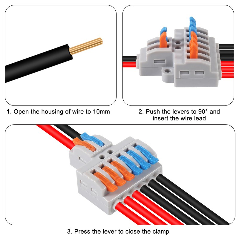 10Pcs 2 in 6 Lever Wire Connector Compact DIY Quick