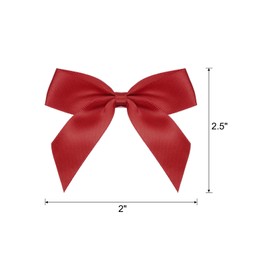 MECCANIXITY 100Pcs Mini Ribbon Bow 2.5" Mini Fabric Satin Ribbon Flower Bows for Craft DIY Sewing Wedding Birthday Party Deep Red