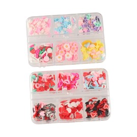 6 Grids Cartoon Nail Art Clay Slices Flowers Love Heart Red Lips Designs Nail Decorations Sweet Manicure Supplies Heart Nail Accessories