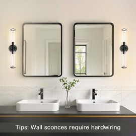 Aulaiyi 【Upgraded】 Wall Sconces Set of Two, Bathroom Sconces Vanity Light Fixtures with Clear Glass, Wall Decor Set of 2 Wall Lights for Living Room Bathroom Corridor Mirror Bedroom (Black)
