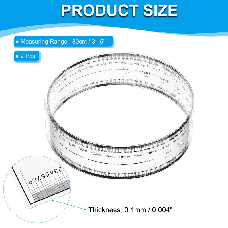 PATIKIL Film Flexible Ruler 80cm 0.1mm Scale with R Angle