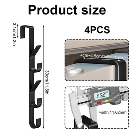 JOAASU Over The Door Hooks, 4 Packs Over Door Hanger, Stainless Steel Over Door Hanger, 30CM, Door Hooks Coat Hanger for Clothes Towels Robes, Brushed, Space Saving, Black