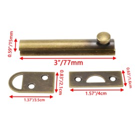 Bitray Brass Slide Bolt Latch 6 Inch Equipped with Strike Plate&Screws Golden Retro Track Door Bolts 2 Sets