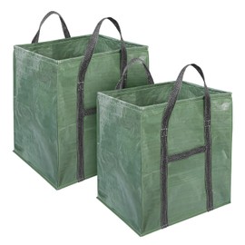 2 Pcs 66 Gallons Reusable Yard Waste Bags, Upgrade Heavy Duty Foldable Garden Leaf Bag, Self-Standing Lawn Bags with Reinforced Handles, Keep Upright (23.6" L × 23.6" W × 27.5" H)