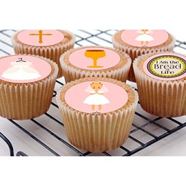 Communion Girl Style edible Wafer Card 24 pre cut Cupcake Toppers