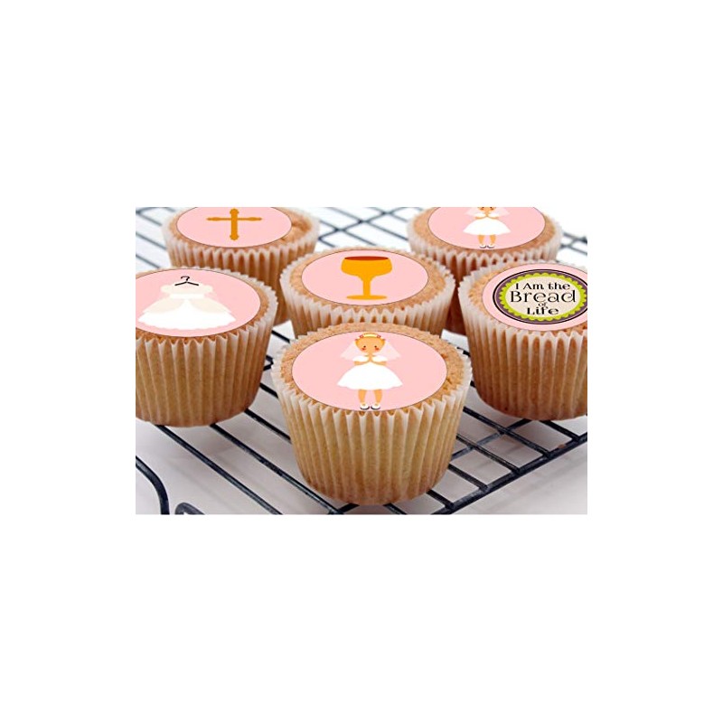 Communion Girl Style edible Wafer Card 24 pre cut Cupcake