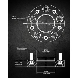 EVIL ENERGY 5x5 Wheel Spacers 1.5 inch Compatible with Jeep Grand Cherokee 2011-2023, 5x127 mm Hubcentric with Lip 5 Lugs 71.5 mm Hub Bore M14x1.5 Studs Wheel Adapters Black