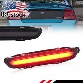 OFFKAT Smoked 3D Red LED Bar 3rd Tail Brake Rear Stop Light For 2006-2010 Dodge Charger