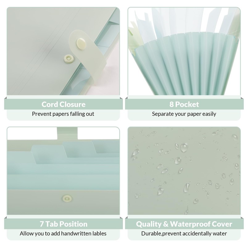 SKYDUE Expanding File A4, Document Folder with 8 Compartments, A4