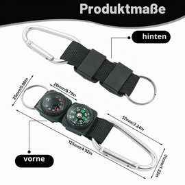 YIPFEN Compass Keyring with Thermometer Multifunctional Outdoor Navigation Tool Carabiner Keyring for Hiking Camping Practical Compass Pendant for Adventure