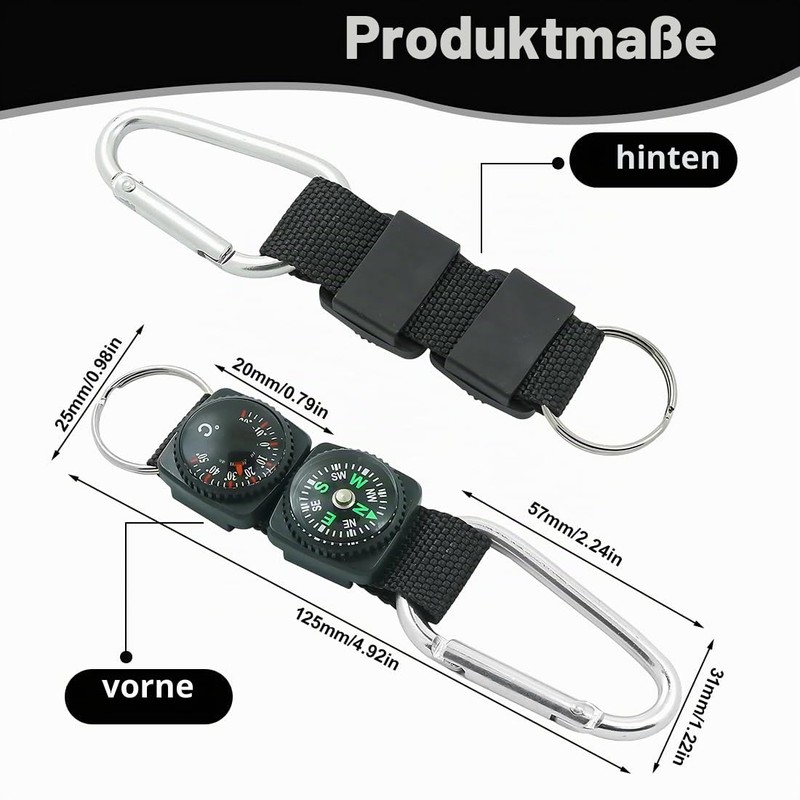 YIPFEN Compass Keyring with Thermometer Multifunctional Outdoor Navigation Tool Carabiner