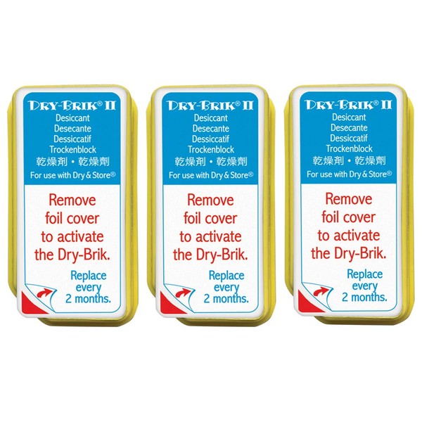 Dry-Brik® II Desiccant Blocks - 3 Blocks (1 Pack of 3 Blocks)| Replacement Moisture Absorbing Block for the Global II and Zephyr by Dry & Store | Hearing Device Dehumidifiers
