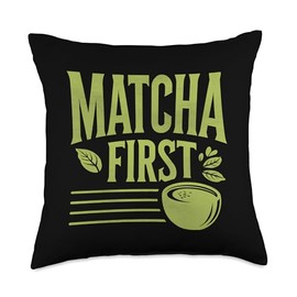 Matcha First Diet Tea Drink Funny Matcha Latte Lover Vintage Throw Pillow