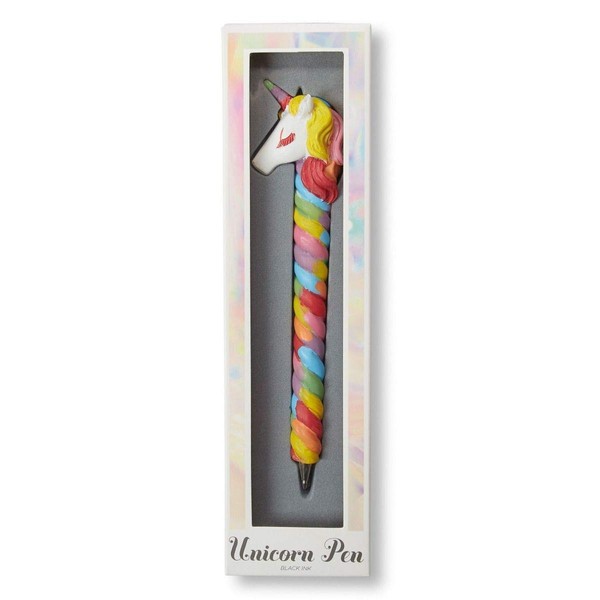 Rainbow Swirl Unicorn Ball Point Pen Gift Boxed, Multi