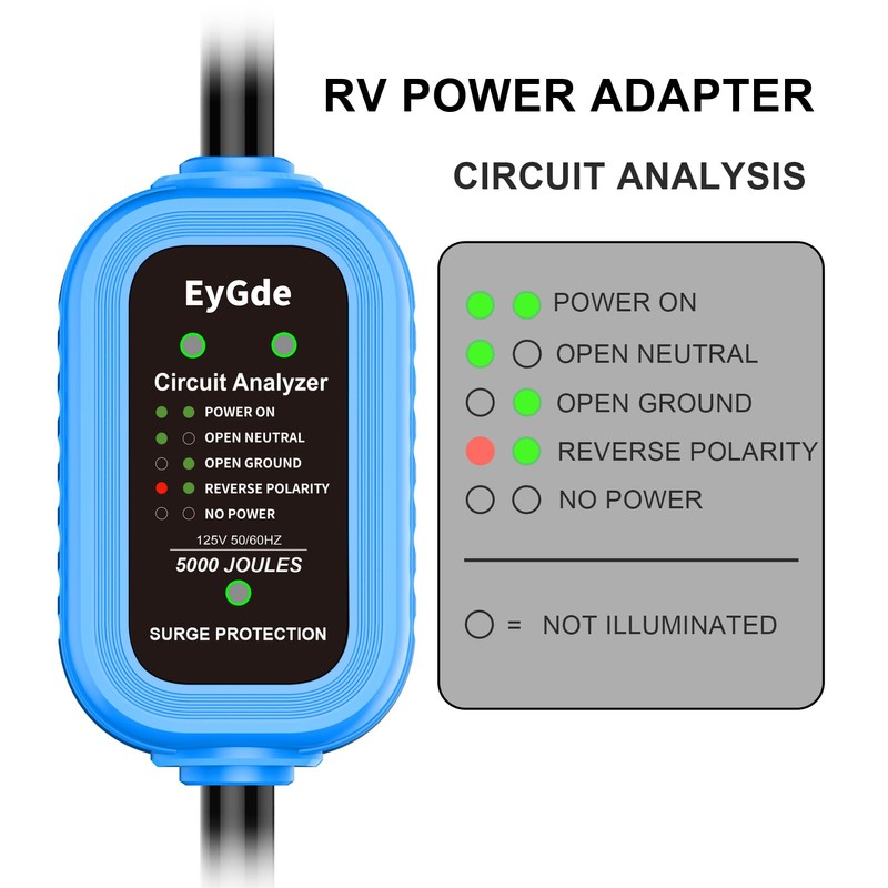 EyGde 50 Amp to 110V RV Adapter with Surge Protector