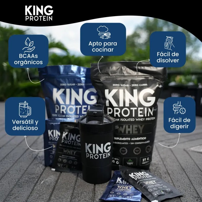 King Protein Whey 600g Aislado Sin Lactosa Sin Sabor Sin