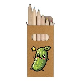 6 x 'Cute Kawaii Pickle' Short 85mm Pencils/Coloured Pencil Set (PE00067328)