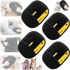 Guantes Quita Pelo para Mascotas - Pack de 4 | Doble Cara (Estático + Cepillo) | Elimina Pelos de Perros, Gatos, Sofá y Ropa | Guantes Removedor de Pelo para Mascotas | Limpieza Fácil del Hogar (24×16cm)