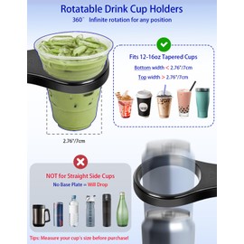 Figtacico Car Cup Holder Tray - 4 in 1 Adjustable Car Cup Holder Expander with 360° Rotatable Food Tray Table and Phone Mount for Driver and Front Passenger, Automotive Road Trip Essentials