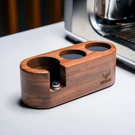 58mm Espresso Tamper Station Rosewood KNODOS Espresso Machine Accessories For Coffee Bar Wooden Coffee Tamping Box and Portafilter Holder
