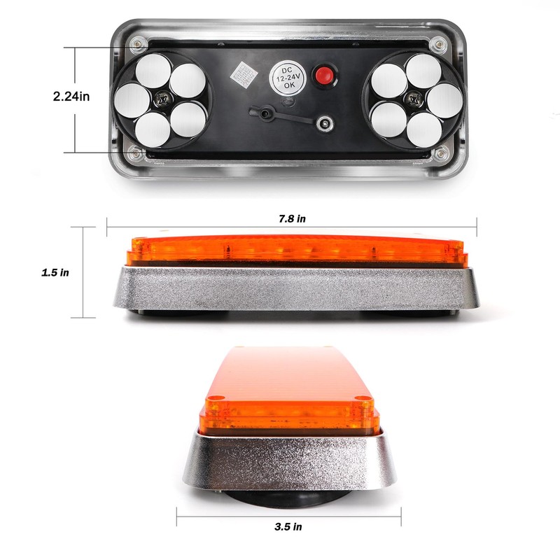 Upgraded 2pcs Magnetic Strobe Flashing Hazard Amber beacon Lights for
