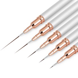 Nail art brushes, 5Pcs Nail Art Liner Brushes, Painting Art Design Brush Set Nail Dotting Drawing Tool for Long Lines, Thin Details, Fine Drawing Sizes 4/8/12/20/25mm, Sliver