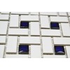 Spiral Pattern Porcelain Tile Matte White with Shiny Cobalt Dots