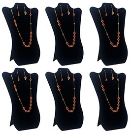 CODANT 14 Inch Tall Black Velvet Necklace & Earing Display Stands for selling, Foldable Jewelry Display Stands for Shows.(set of 6)