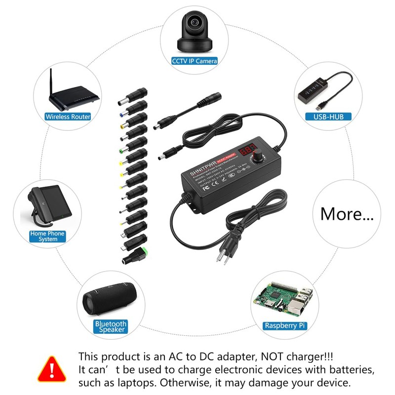 SHNITPWR 3V ~ 24V 3A 72W Power Supply Adjustable DC