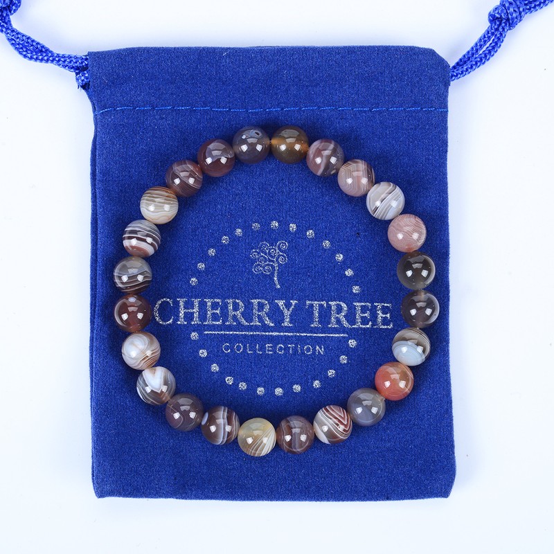 Cherry Tree Collection Natural Semi Precious Gemstone Beaded Stretch Bracelet