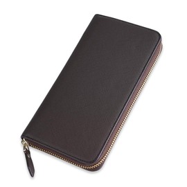 Urban & Chic Classic Style Ladies Long Zip Around Wallet/Purse, Multiple Slots Women's Zip Around Wallet/Purse (Dark Brown)