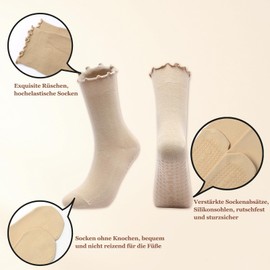 Soleeya 4 Pairs of Ruffle Yoga Socks Women's Multicoloured Pilates Socks with Ruffles Non-Slip Socks Women for Ballet Gym Dance, Universal Size Stopper Socks Cotton Without Seam ABS Socks Women, mix