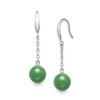 Sterling Silver Natural Jade Linear Drop Hook Earrings